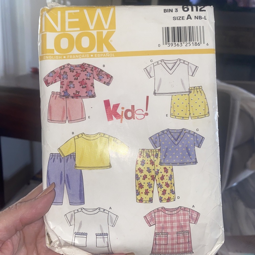 New Look Sewing Pattern 6112 Kids Tops Pants Shorts Size NB-L Cut Complete